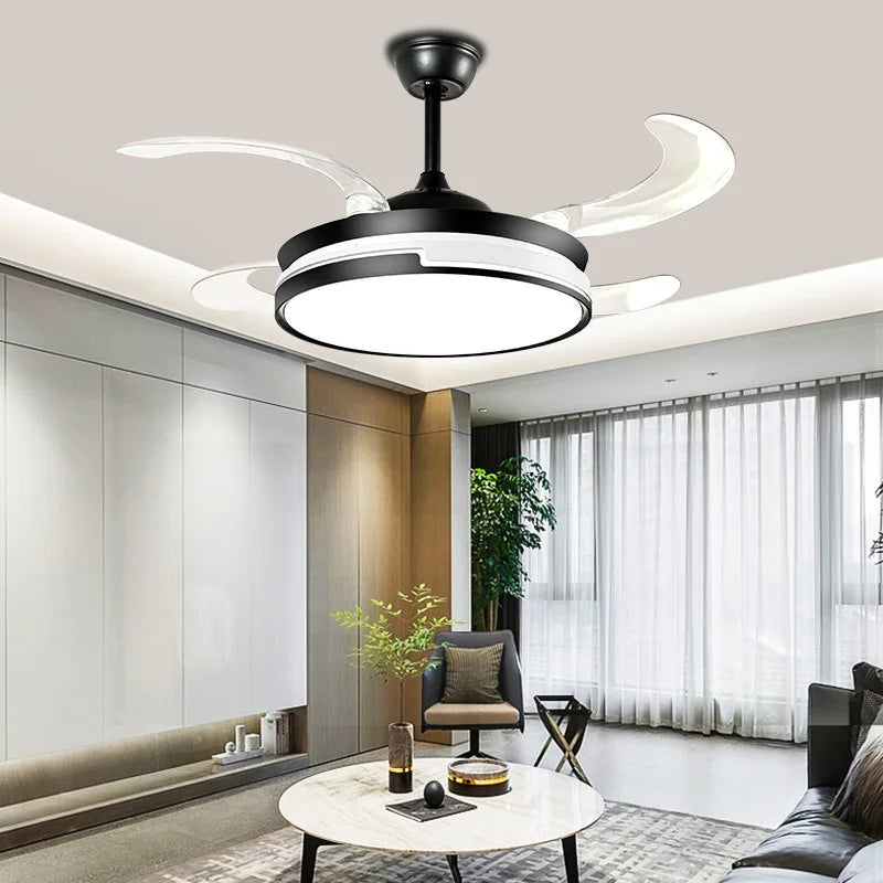 Simple dining room living room fan light bedroom home remote control integrated silent ceiling fan lamp