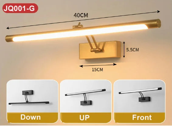 Mirror Wall Lamps Bathroom Wall Lights Toilet Wall Mounted Lighting Fixtures Sconces Showroom Cabinet Golden Wall Lighting