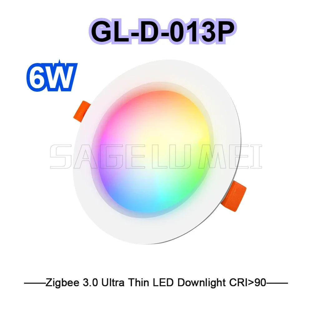 GLEDOPTO ZigBee3.0 6W 12W 3.5 Inch RGBCCT LED Downlight CRI 90+ Ceiling Recessed Light App Voice Alexa ZigBee2mqtt Conbee2 Tuya