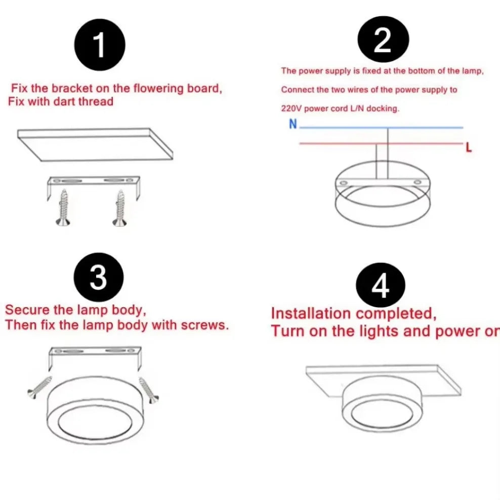 LED Ceiling Light 5W 9W 12W 15W 18W 20W Surface Mounted Downlight Ceiling Lamp for Living Room Kitchen Spotlight AC 175-265V