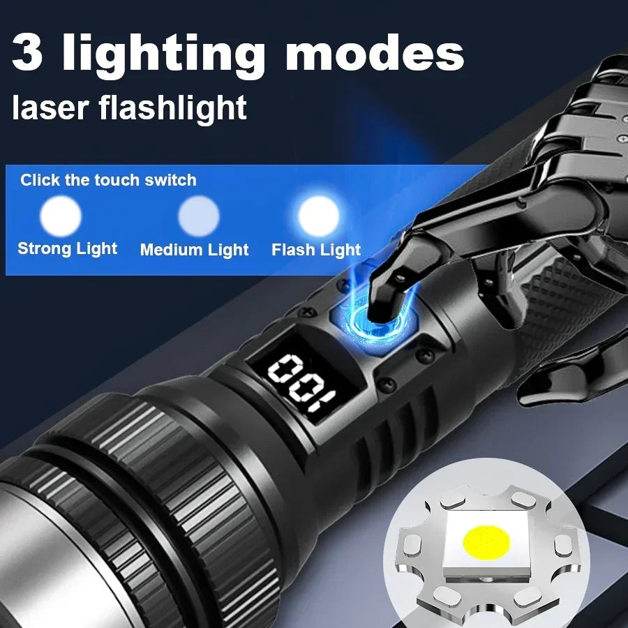 Ultra-Bright Rechargeable Flashlight, Compact & Lightweight Torch for Camping Hiking Fishing Outdoor Emergency  Lighting