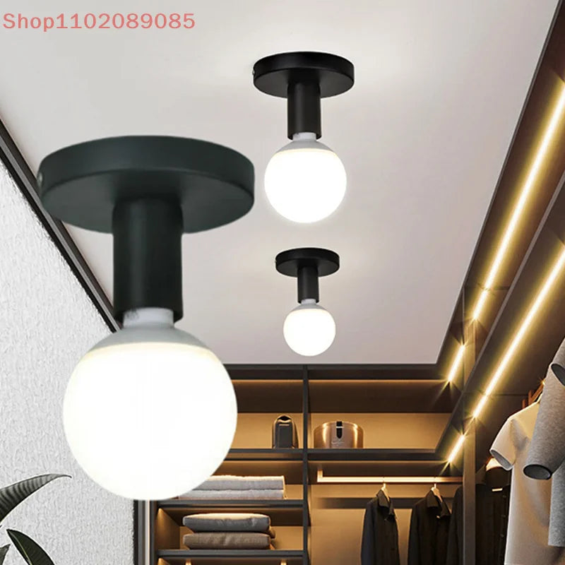 1 Set Ceiling Lamp Wall Lamp Holder Modern Nordic Retro Iron Lamp Decor For Living Room Bedroom Bathroom E27 Lamp Base