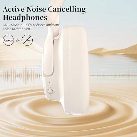 Over-ear Bluetooth headphones, noise-canceling headphones, wireless Bluetooth headphones with microphone, 80-hour playback time, deep bass, adjustment