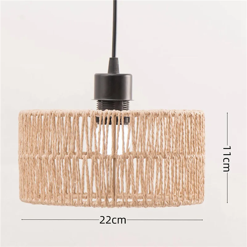 2X Paper Rope Lampshade Ceiling Light Shade Boho Chandelier Shade Bulb Guard For Restaurant Cafe Living Room 22X11cm-AT36