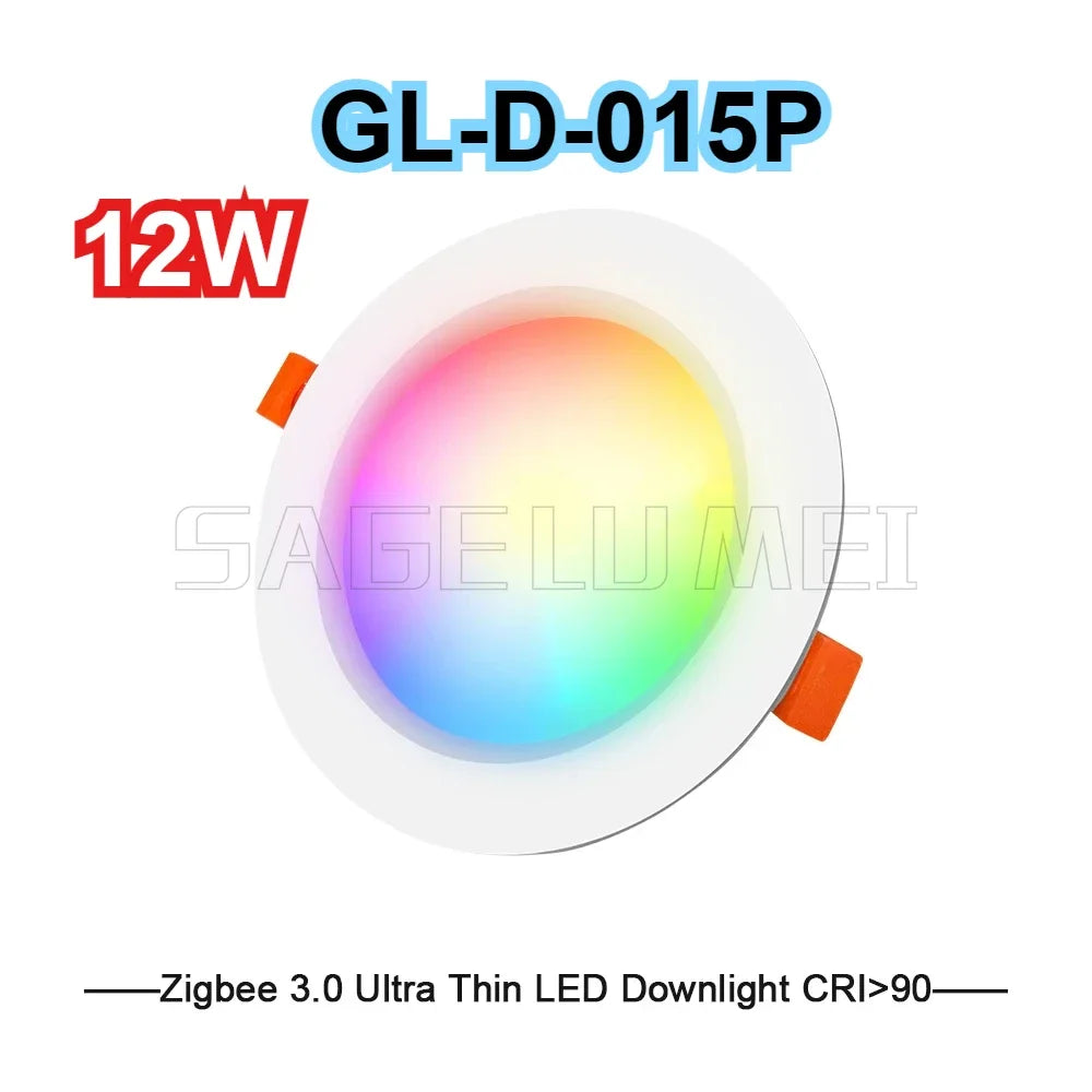GLEDOPTO ZigBee3.0 6W 12W 3.5 Inch RGBCCT LED Downlight CRI 90+ Ceiling Recessed Light App Voice Alexa ZigBee2mqtt Conbee2 Tuya