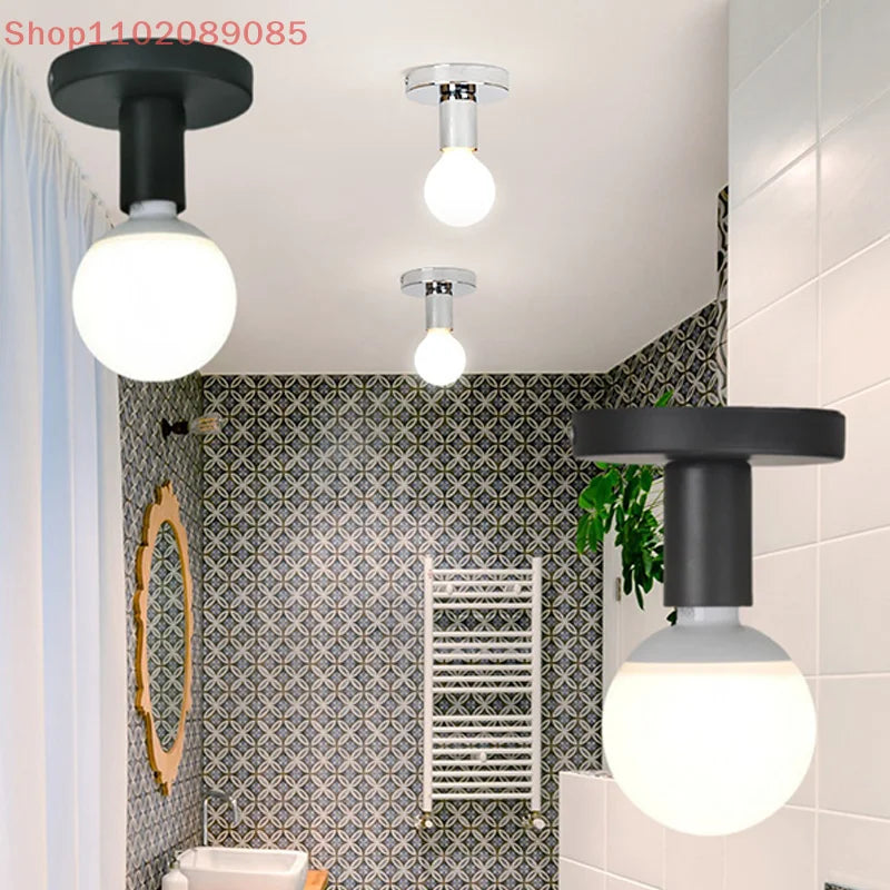 1 Set Ceiling Lamp Wall Lamp Holder Modern Nordic Retro Iron Lamp Decor For Living Room Bedroom Bathroom E27 Lamp Base