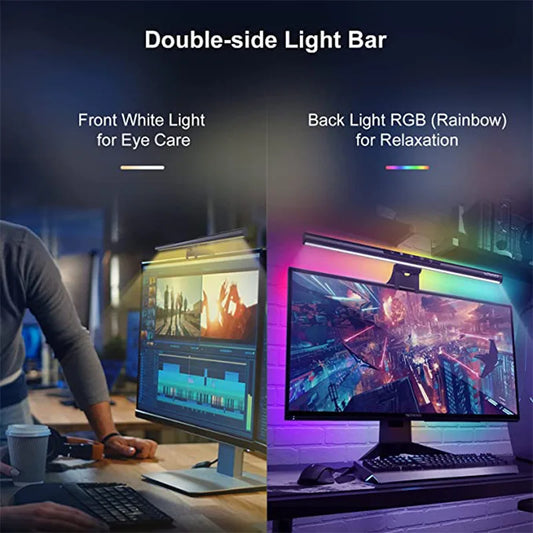 30CM Screen Hanging Lights Monitor Light Bar LED Computer RGB Atmosphere Table Lamp for Work Study Read Gaming Stepless Dimmable