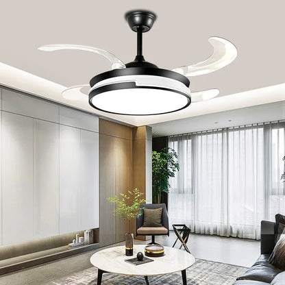 Simple dining room living room fan light bedroom home remote control integrated silent ceiling fan lamp