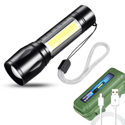 Powerful Mini LED Flashlight Super Bright Aluminium Pocket Torch Rechargeable Waterproof Hiking Camping Flash Light with Magnet