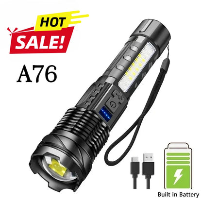 Ultra-Bright Rechargeable Flashlight, Compact & Lightweight Torch for Camping Hiking Fishing Outdoor Emergency  Lighting
