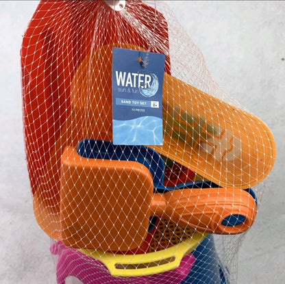 Water Sun & Fun Fish and Crab Sand Toy Set 10 Pieces Kids 2+ New