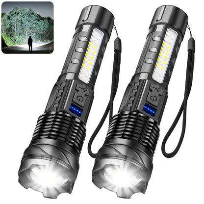 Powerful Flashlights Type C Rechargeable Zoom Torch Light High Power LED Flashlight Built-in Battery For Camping Emergency Lamp