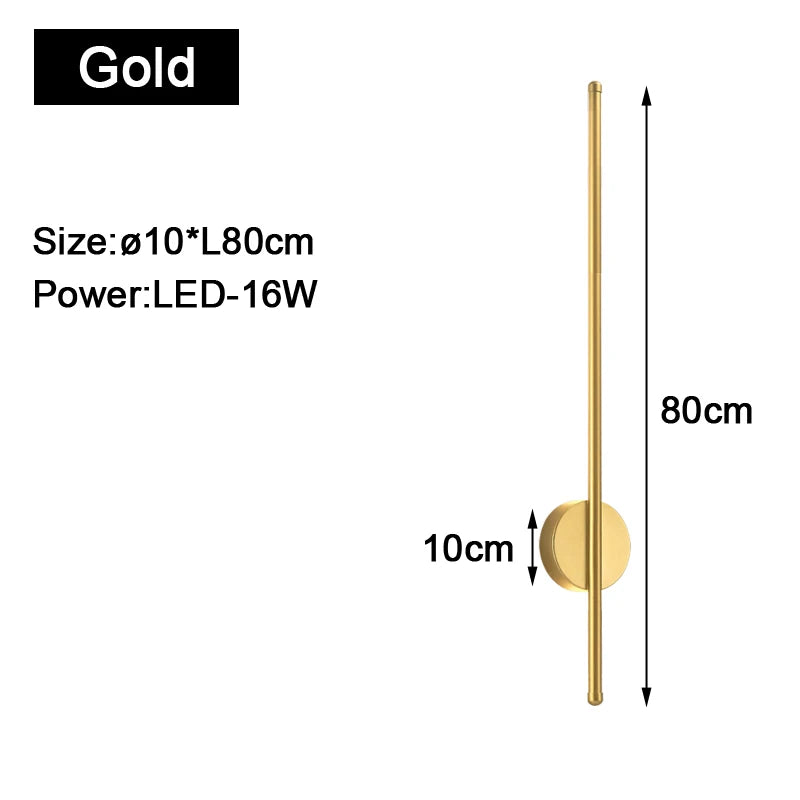 Long Strip LED Wall Lights Fxitures for Bedroom Living Indoor Lighting LED Wall Lamps Wall Sconce for Aisle Entrance Black Gold