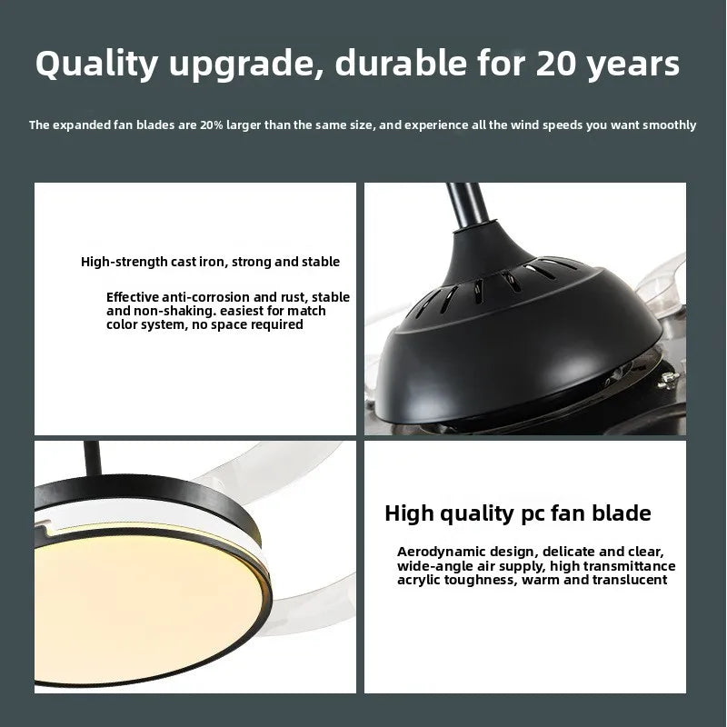 Simple dining room living room fan light bedroom home remote control integrated silent ceiling fan lamp