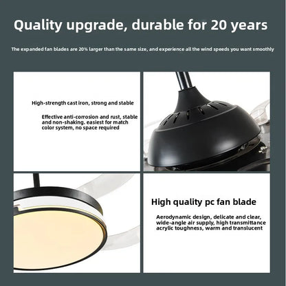 Simple dining room living room fan light bedroom home remote control integrated silent ceiling fan lamp