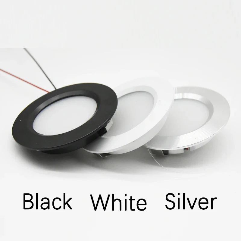 LED DC12V Mini LED Spotlight 3W Round Ultra Slim Dimmable Indoor Recessed Ceiling Downlight Cabinet Showcase Boat Lighting