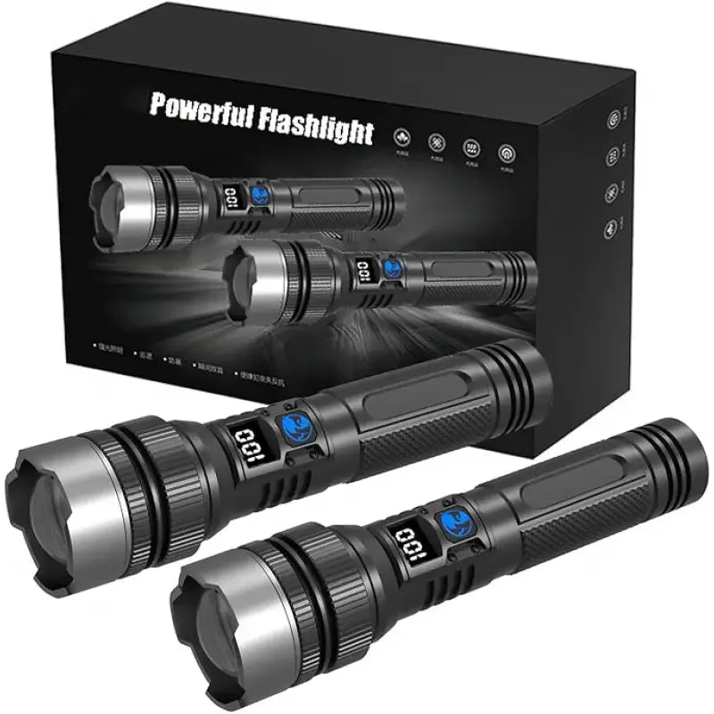 Ultra-Bright Rechargeable Flashlight, Compact & Lightweight Torch for Camping Hiking Fishing Outdoor Emergency  Lighting