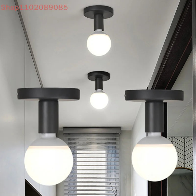 1 Set Ceiling Lamp Wall Lamp Holder Modern Nordic Retro Iron Lamp Decor For Living Room Bedroom Bathroom E27 Lamp Base