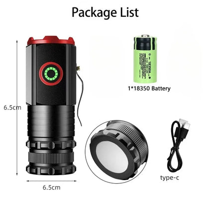 Powerful Mini LED Flashlight Super Bright Aluminium Pocket Torch Rechargeable Waterproof Hiking Camping Flash Light with Magnet