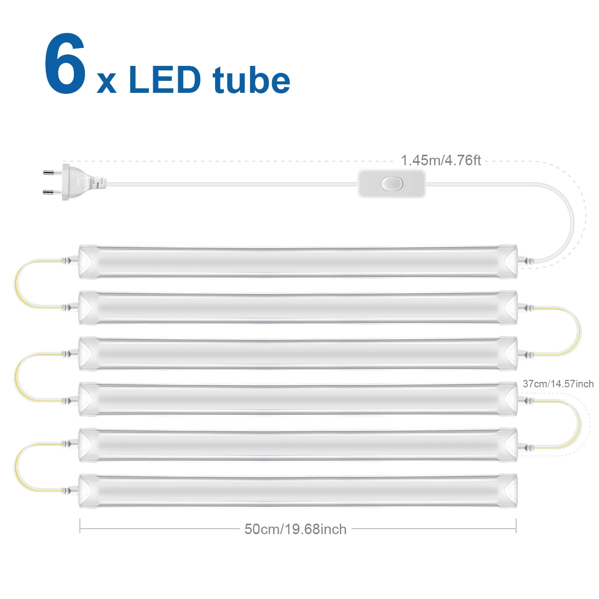 T8 50cm Series Connection LED Under Cabinet Light Bar 1-6Pcs 25W LED Light Tube Bulb for Kitchen,Wall,Garage Ceiling Decor Light
