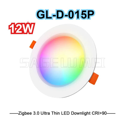 GLEDOPTO ZigBee3.0 6W 12W 3.5 Inch RGBCCT LED Downlight CRI 90+ Ceiling Recessed Light App Voice Alexa ZigBee2mqtt Conbee2 Tuya