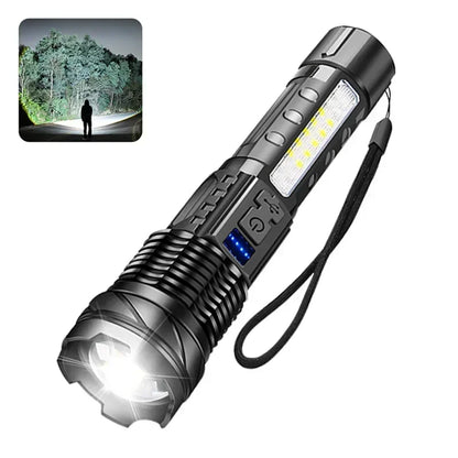 Powerful Flashlights Type C Rechargeable Zoom Torch Light High Power LED Flashlight Built-in Battery For Camping Emergency Lamp