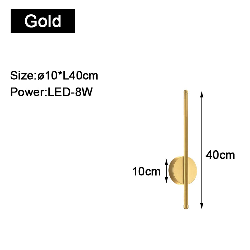 Long Strip LED Wall Lights Fxitures for Bedroom Living Indoor Lighting LED Wall Lamps Wall Sconce for Aisle Entrance Black Gold