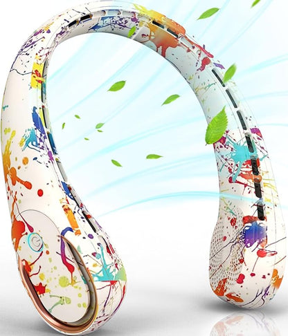 FrSara Neck Fan, Portable Personal Fan Strong Wind, 5200mAh, Air Volume,360° Cooling, No Hair Twisting, Air Volume On 2 Sides, Non-Slip, Quick Charge, Long Use Time