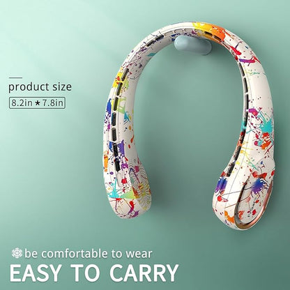FrSara Neck Fan, Portable Personal Fan Strong Wind, 5200mAh, Air Volume,360° Cooling, No Hair Twisting, Air Volume On 2 Sides, Non-Slip, Quick Charge, Long Use Time