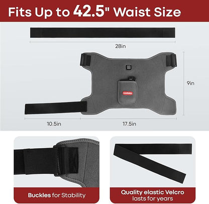 Cordless Hip Heating Pad for Hip & Sciatica Pain Relief 5000mAh Battery Powered Heated Hip Brace for Women, Men Recovery Electric Hip Heat Pad Wrap, Up to 42.5" Waist Size