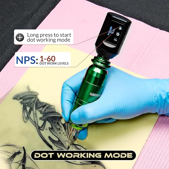 Wireless Tattoo Battery Pack, Rechargeable Cordless Tattoo Power Supply Portable RCA Lithium Battery Pack 1500mAh Capacity with LED Digital Display for Tattoo Pen Rotary Tattoo Machine WB11-A