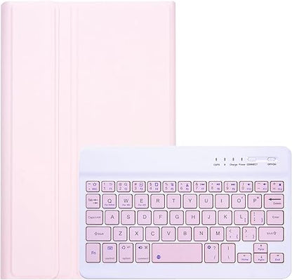 Keyboard Case for Samsung Galaxy Tab A7 Lite 8.7 Inch 2021, Caramel Colored Detachable Wireless Keyboard with Slim Cover for Model SM-T220 T225 T227 (Pink)