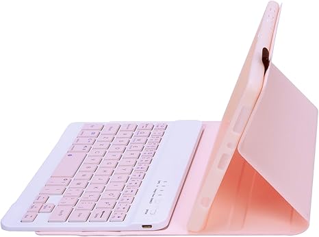 Keyboard Case for Samsung Galaxy Tab A7 Lite 8.7 Inch 2021, Caramel Colored Detachable Wireless Keyboard with Slim Cover for Model SM-T220 T225 T227 (Pink)