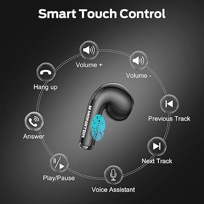 Monster N-Lite 208 Wireless Headphones, Bluetooth Headphones, Touch Control, Bluetooth Headphones with 30 Hour Playback Time, Type C Wireless Headphones, Fast Charging