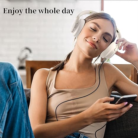 Over-ear Bluetooth headphones, noise-canceling headphones, wireless Bluetooth headphones with microphone, 80-hour playback time, deep bass, adjustment