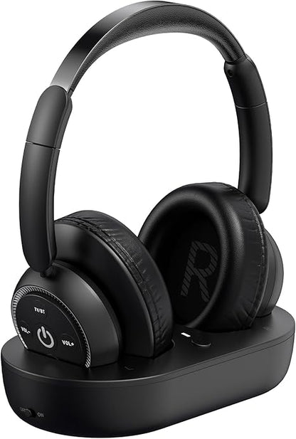 ROSIDA Wireless TV Watching Headphones, Wireless Headphones for Seniors with Transmitter Charging Base, Bluetooth Headphones for TV, No Audio Delay, Gift for Senior