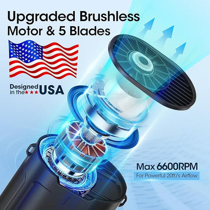 Rechargeable AI 2025 Portable Fan, 4 Speed 6600 RPM Strong Airflow, Personal Waist Fan with Up to 25 Hours Working Time, Hands-Free Hanging Neck Fan