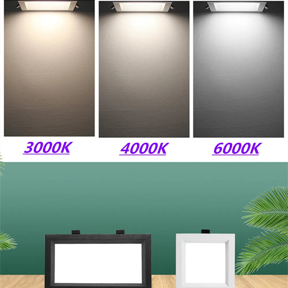 1pcs LED panel dimmable recessed LED downlight 12W 18W 24w square LED spotlight LED ceiling light AC185V 220V 240V