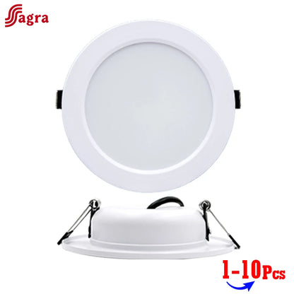 1-10Pcs LED Downlight Recessed Round Ceiling 220V 3W 5W 7W 9W 12W 15W Bedroom Kitchen Home Decor Lighting Spotlight Panel Lights
