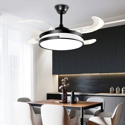 Simple dining room living room fan light bedroom home remote control integrated silent ceiling fan lamp