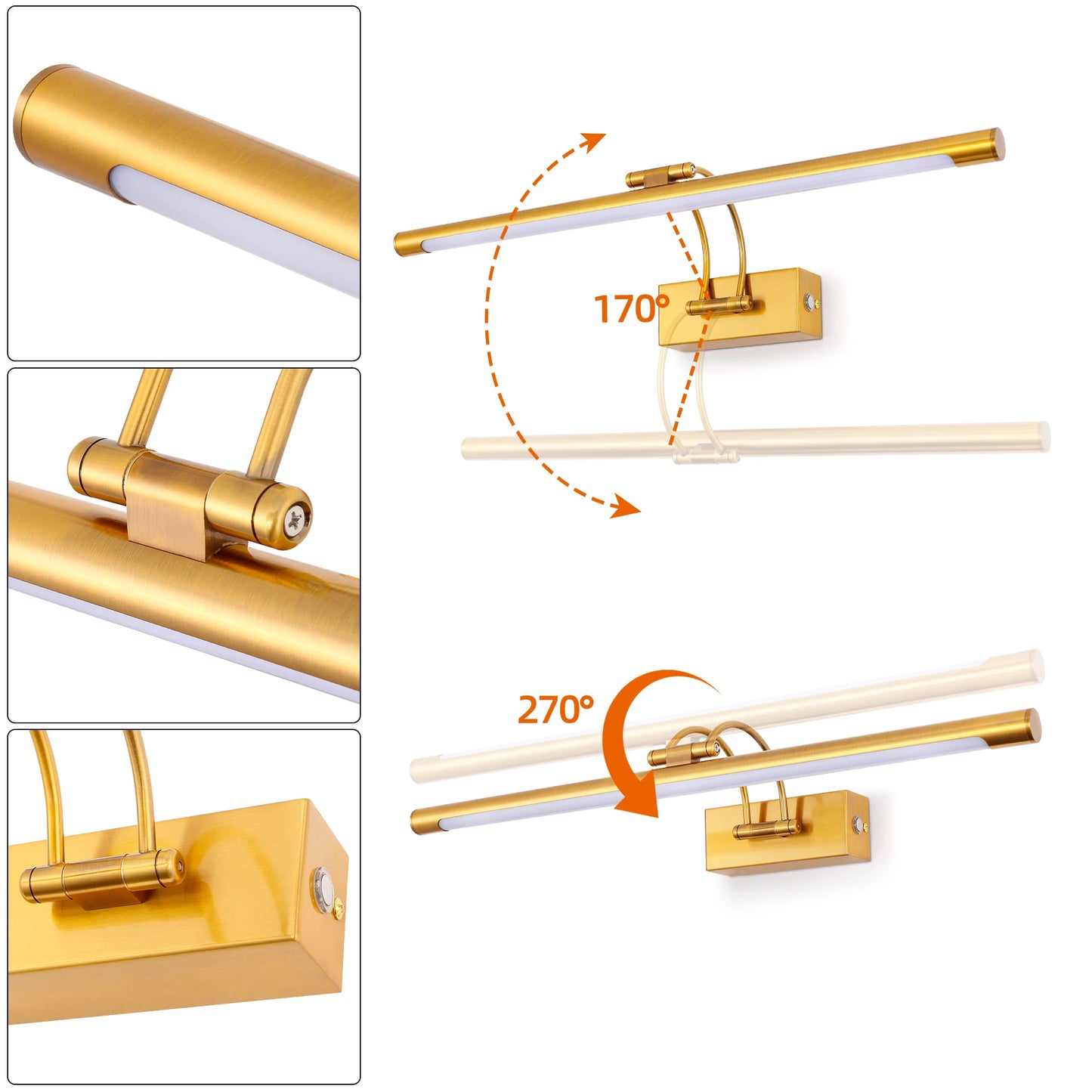 Modern LED Vanity Lights With Switch 12W Toilet Bathroom Waterproof Mirror Lamp Retro Wall Mounted Picture Lighting Fixtures