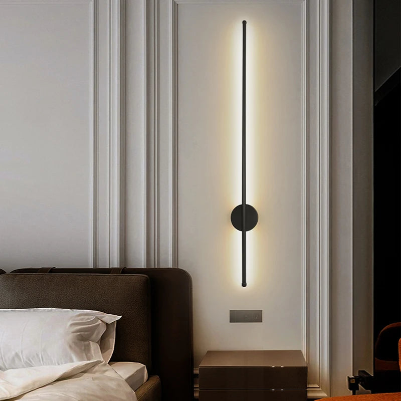 Long Strip LED Wall Lights Fxitures for Bedroom Living Indoor Lighting LED Wall Lamps Wall Sconce for Aisle Entrance Black Gold