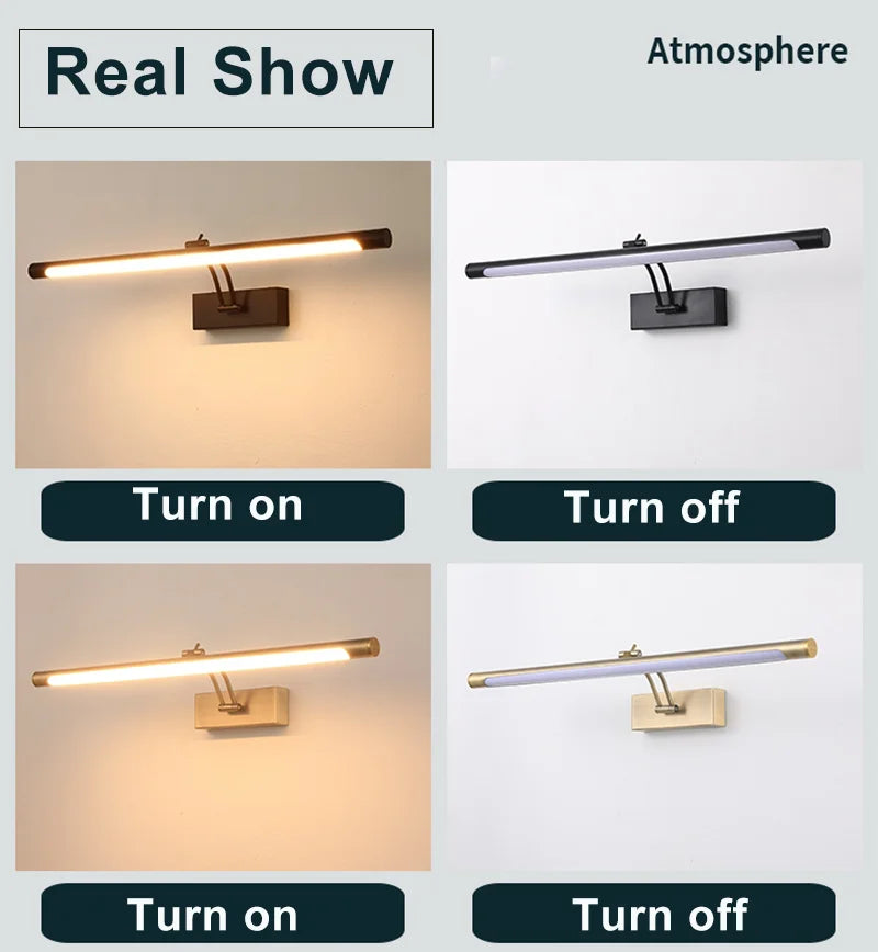 Mirror Wall Lamps Bathroom Wall Lights Toilet Wall Mounted Lighting Fixtures Sconces Showroom Cabinet Golden Wall Lighting