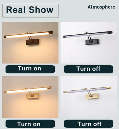 Mirror Wall Lamps Bathroom Wall Lights Toilet Wall Mounted Lighting Fixtures Sconces Showroom Cabinet Golden Wall Lighting