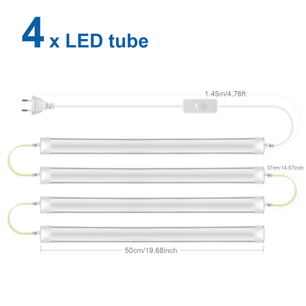 T8 50cm Series Connection LED Under Cabinet Light Bar 1-6Pcs 25W LED Light Tube Bulb for Kitchen,Wall,Garage Ceiling Decor Light