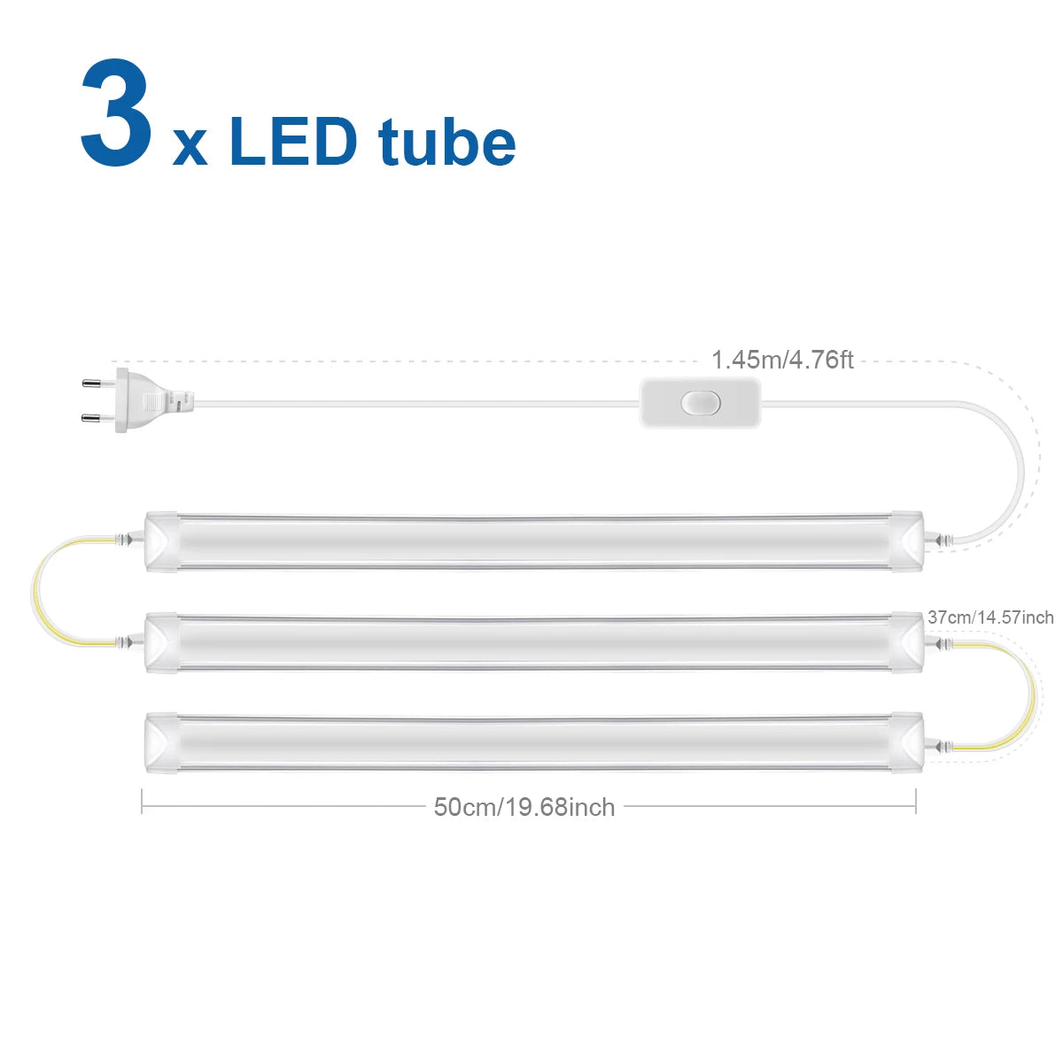 T8 50cm Series Connection LED Under Cabinet Light Bar 1-6Pcs 25W LED Light Tube Bulb for Kitchen,Wall,Garage Ceiling Decor Light