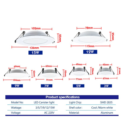 1-10Pcs LED Downlight Recessed Round Ceiling 220V 3W 5W 7W 9W 12W 15W Bedroom Kitchen Home Decor Lighting Spotlight Panel Lights