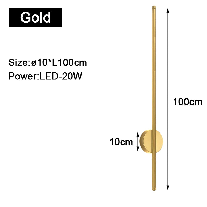 Long Strip LED Wall Lights Fxitures for Bedroom Living Indoor Lighting LED Wall Lamps Wall Sconce for Aisle Entrance Black Gold