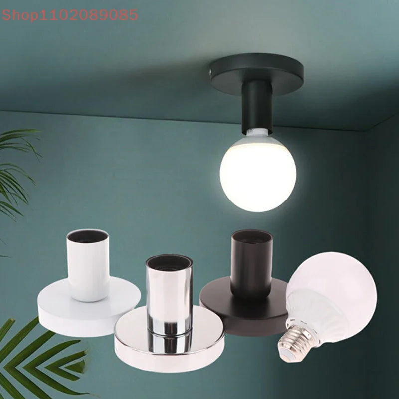 1 Set Ceiling Lamp Wall Lamp Holder Modern Nordic Retro Iron Lamp Decor For Living Room Bedroom Bathroom E27 Lamp Base